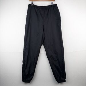 90s Vtg Nike Nylon Jogger Pants Men's Large Black Drawstring Lined Zip Ankle